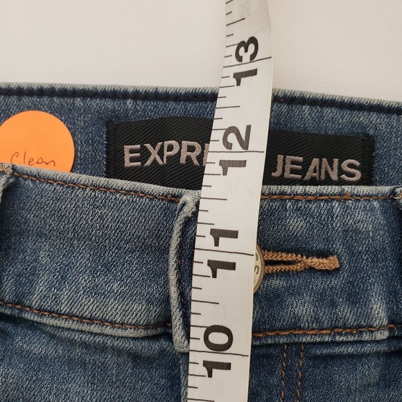 Express Distressed Ankle Jeans Women's 8R Medium Blue Super High Rise Stretch - Picture 7 of 9